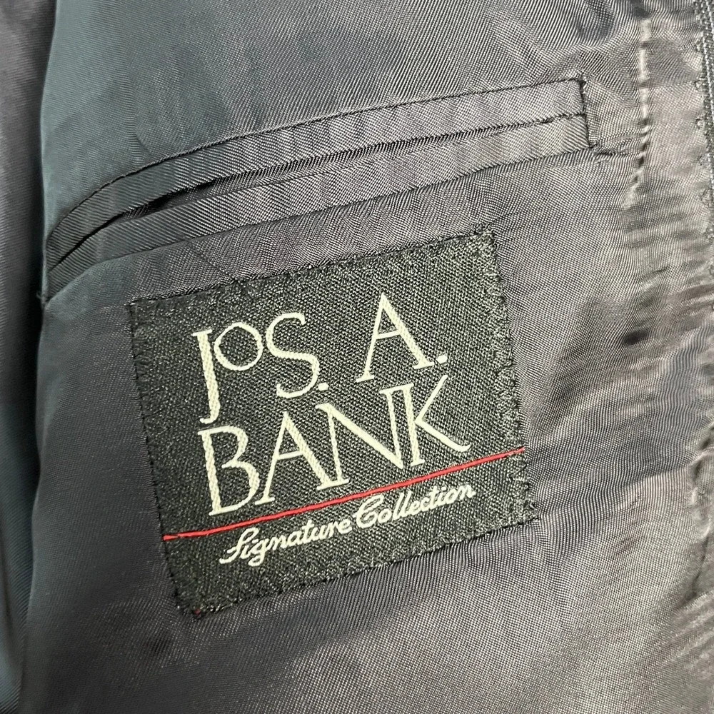 Jos A Bank Signature Collection Blazer Mens 40S Gray Pinstripe Wool Silk Jacket
